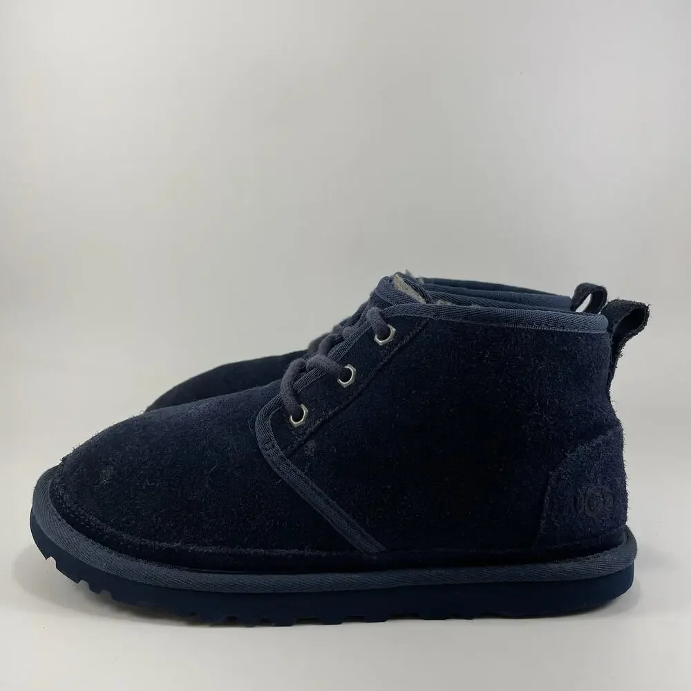 UGG Neumel Shearing Lined Chukka Boots Youth Mens Size 6 Navy Blue Suede
